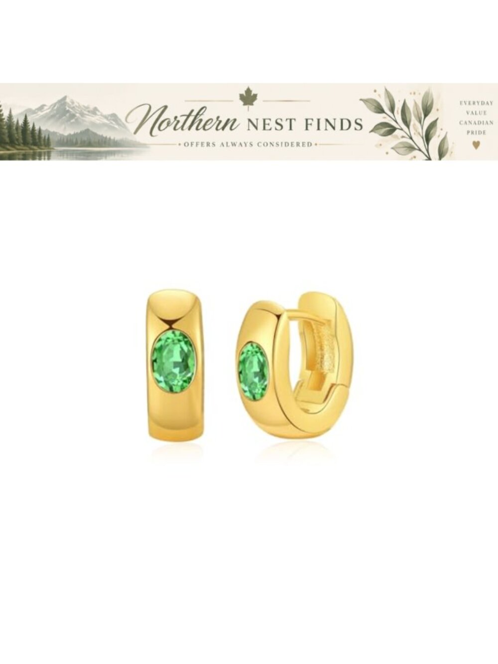 18k Gold Plated CZ Huggie Hoop Cuff Earrings Dainty Gemstone Gift